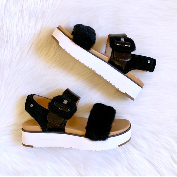 UGG Black Le Fluff Platform Sandals - Picture 5 of 8